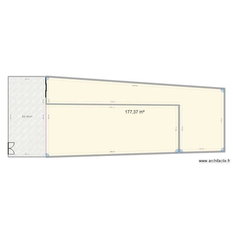 jem. Plan de 2 pièces et 221 m2