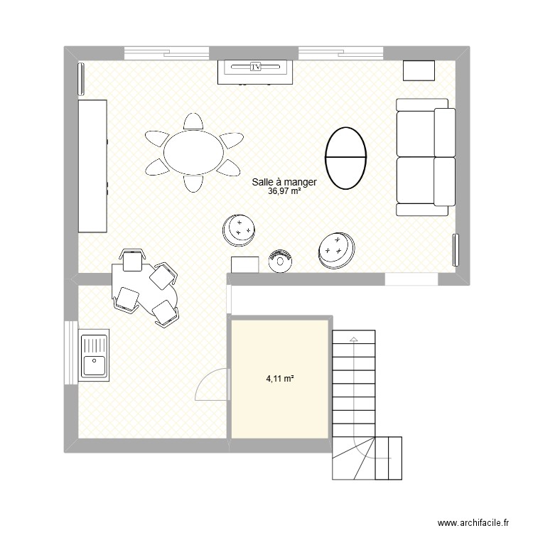 SAM. Plan de 2 pièces et 41 m2