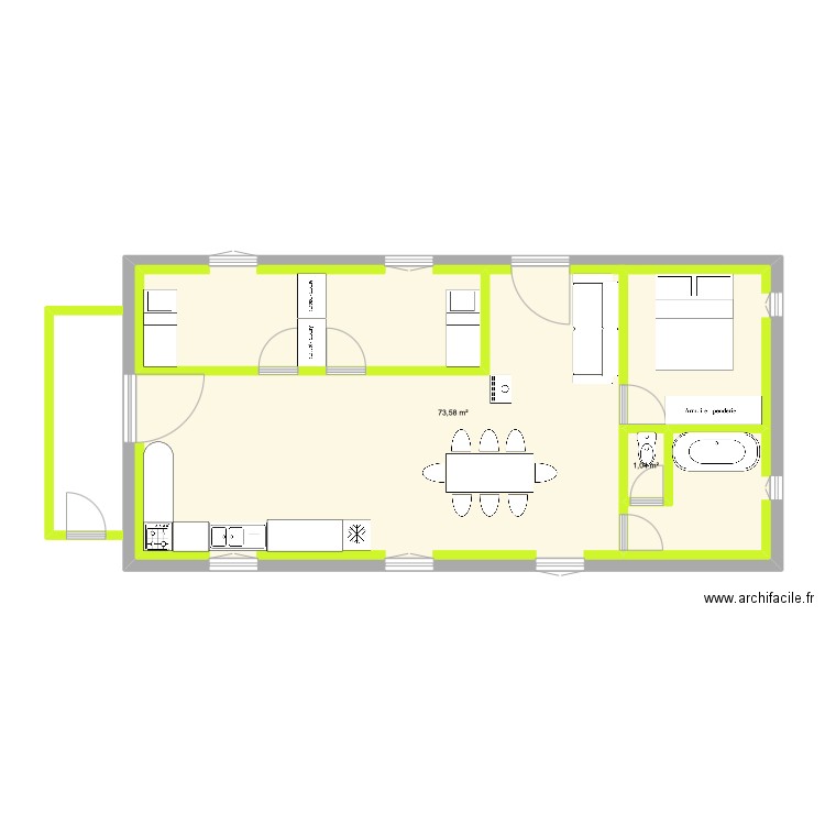 maison Malou. Plan de 2 pièces et 79 m2