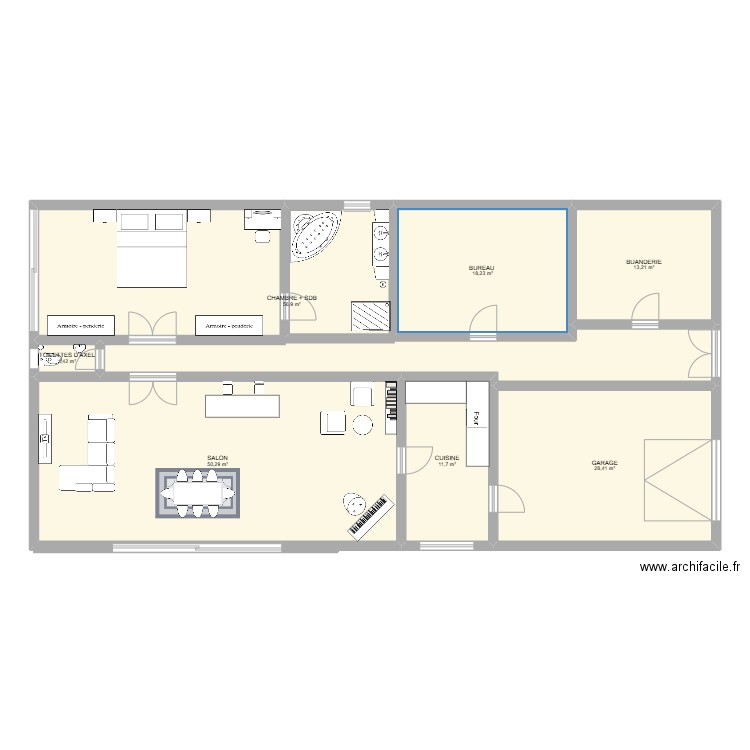 Appartement de LC. Plan de 7 pièces et 180 m2