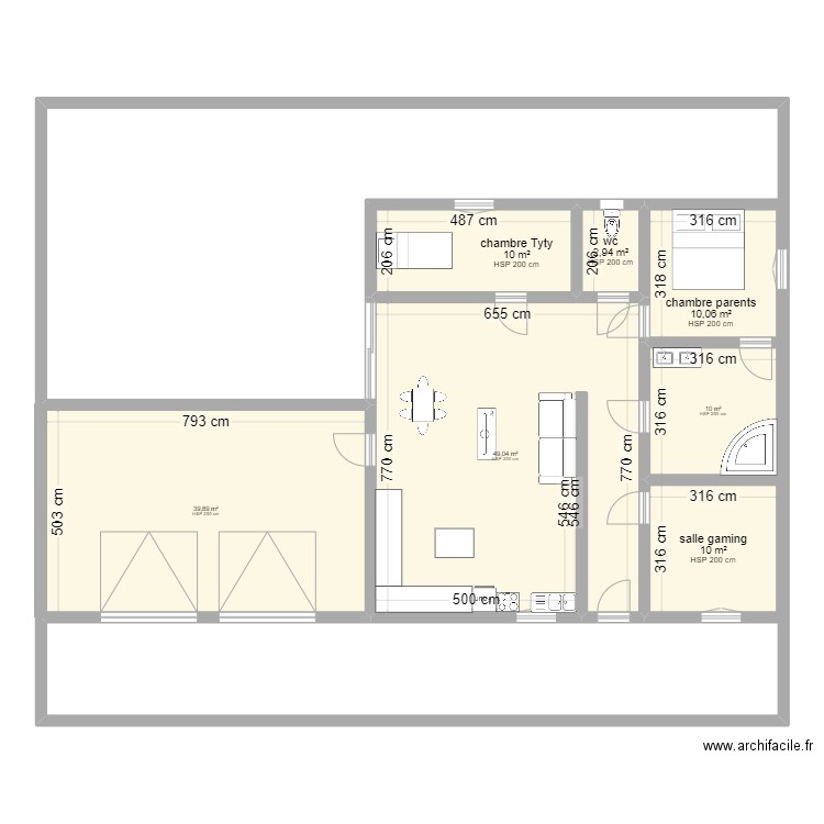 maison 2. Plan de 7 pièces et 132 m2