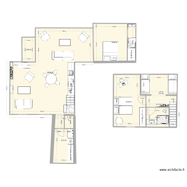 Saint Briac extension salon. Plan de 7 pièces et 120 m2