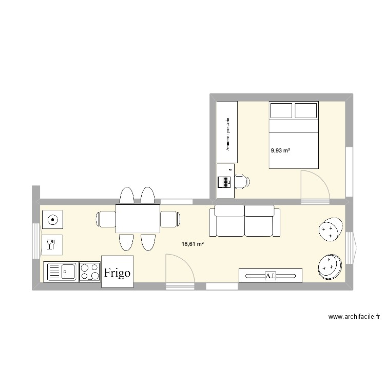 Evreux Pannette. Plan de 2 pièces et 29 m2