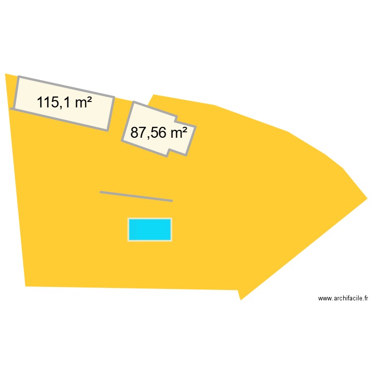 piscine. Plan de 2 pièces et 203 m2