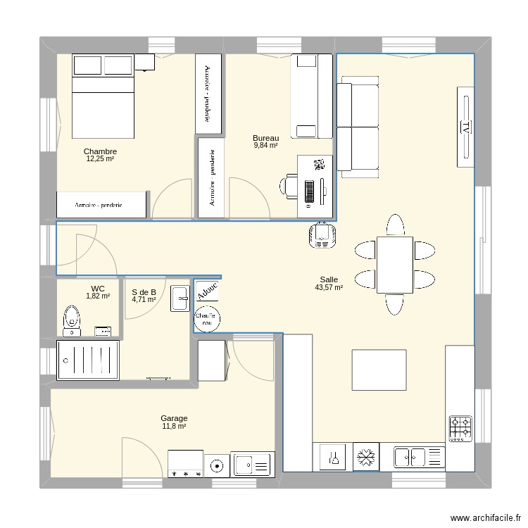 InnovIsa3.v1. Plan de 6 pièces et 84 m2