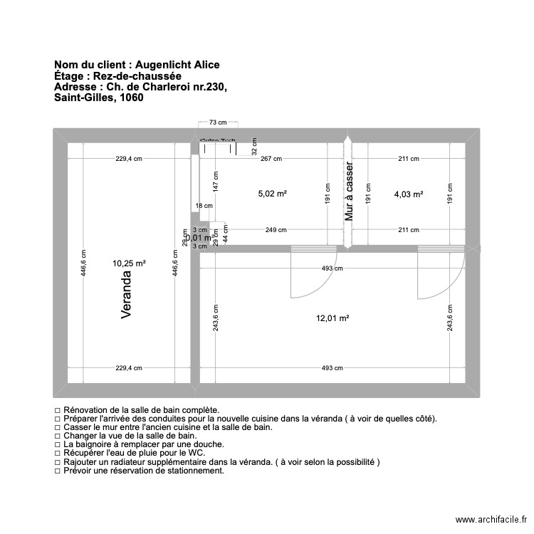 DIU_Sanitaire. Plan de 5 pièces et 31 m2