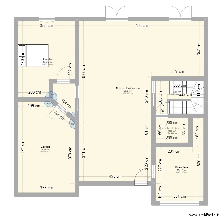 Test 1. Plan de 6 pièces et 113 m2