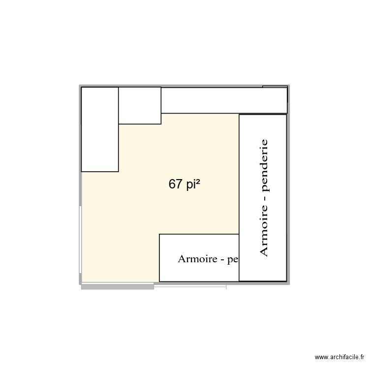 Le dressing et Bureau de Msee. Plan de 1 pièce et 6 m2