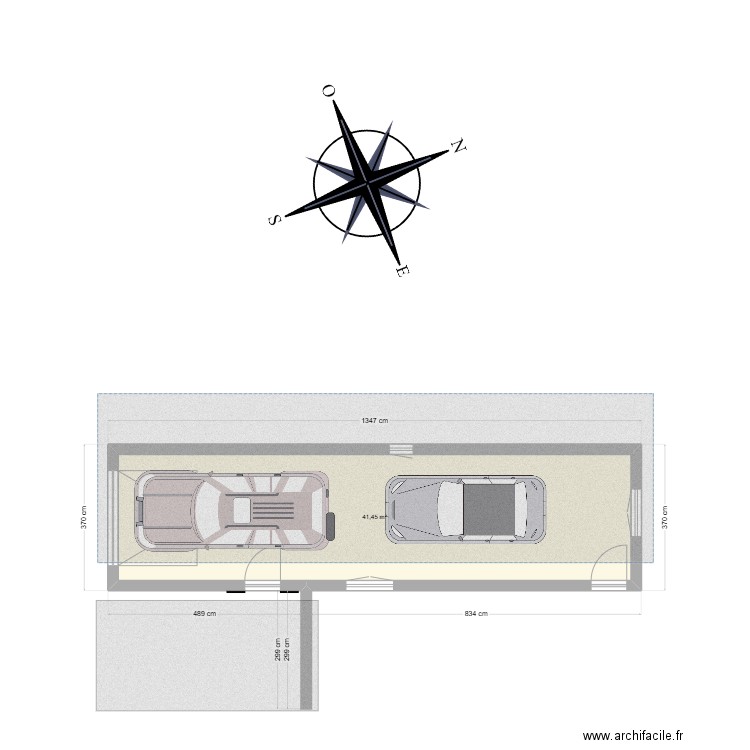 Garage BADEN v2. Plan de 1 pièce et 41 m2