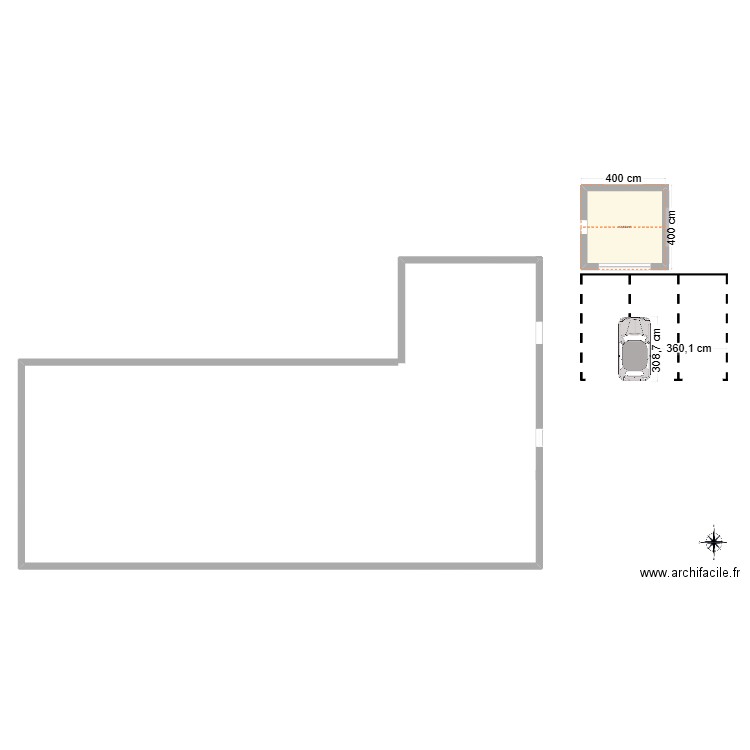 Ebauche garage. Plan de 1 pièce et 13 m2