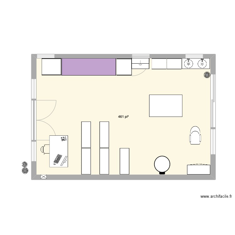 garage. Plan de 1 pièce et 43 m2