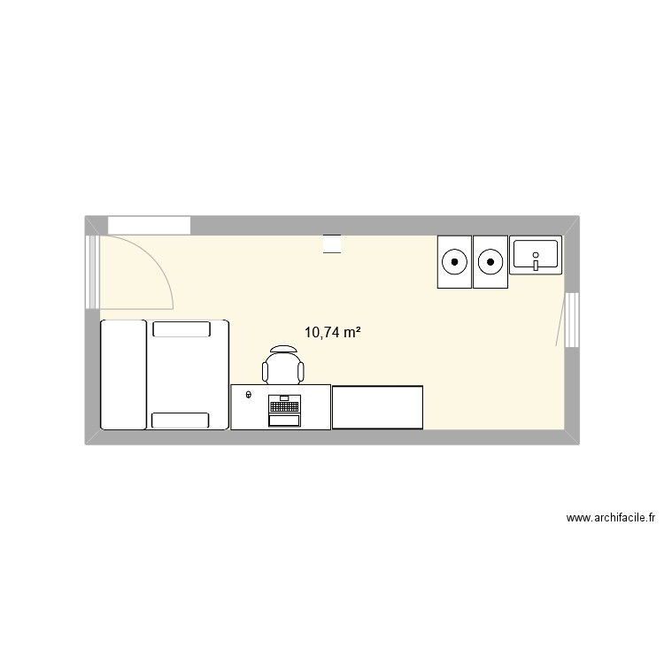 extention. Plan de 1 pièce et 11 m2