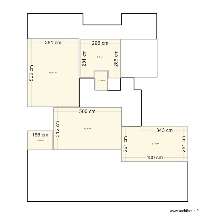 Appart Bellecour. Plan de 6 pièces et 59 m2