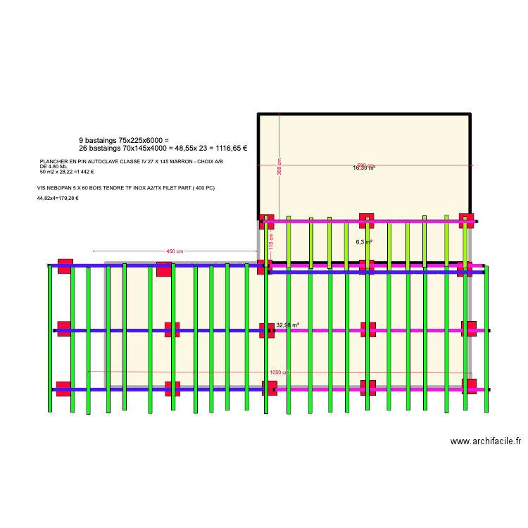 plateforme pour tente2. Plan de 3 pièces et 56 m2