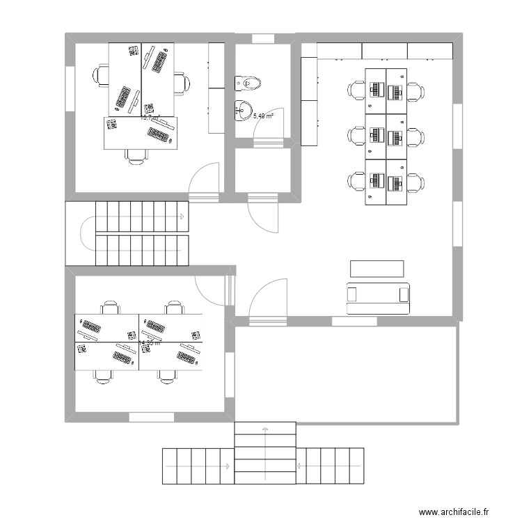 baak rdc. Plan de 3 pièces et 36 m2