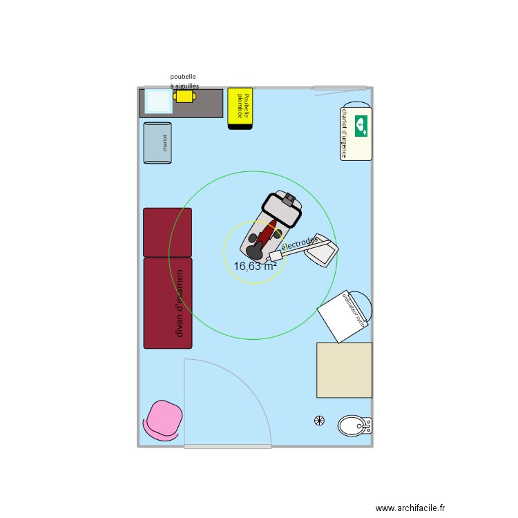 Salle TE. Plan de 1 pièce et 17 m2