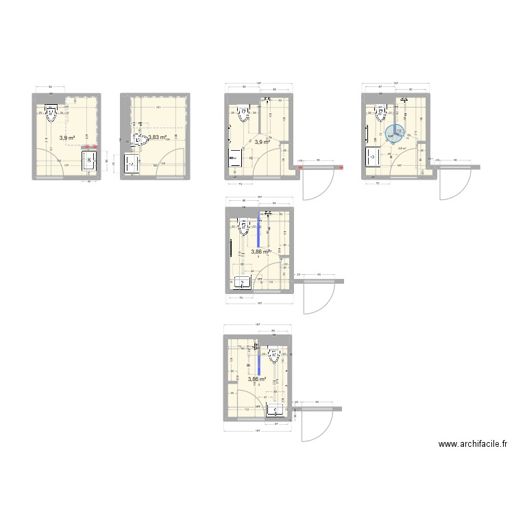 Salle de douche LUMA 1.2. Plan de 6 pièces et 23 m2