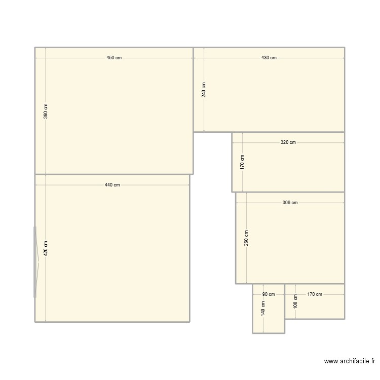 Appart 2. Plan de 7 pièces et 61 m2