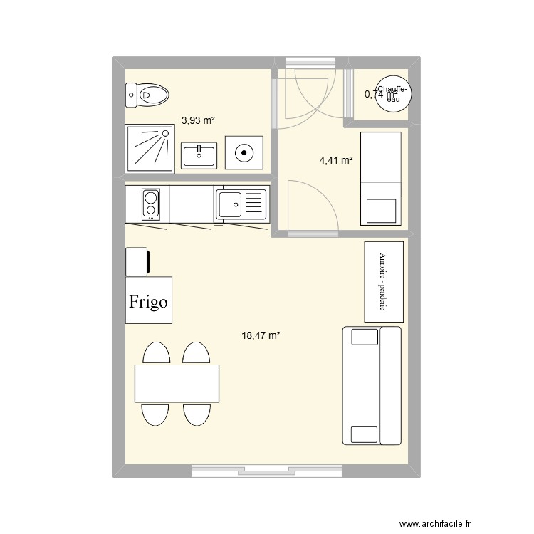 APPART CALVI. Plan de 4 pièces et 28 m2