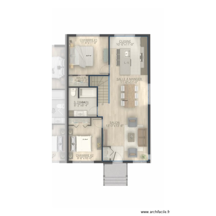 Plan Maison. Plan de 5 pièces et 144 m2