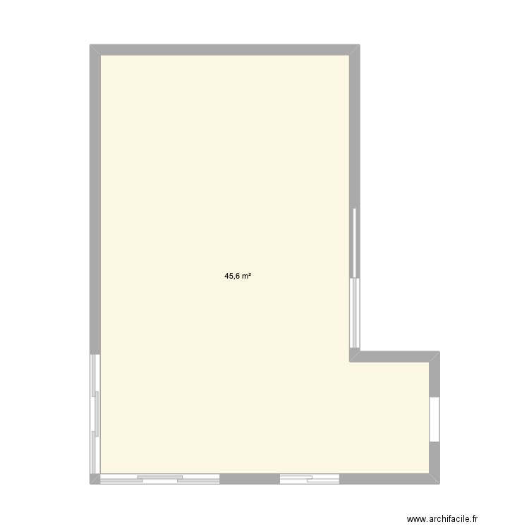 Cuisine. Plan de 1 pièce et 46 m2