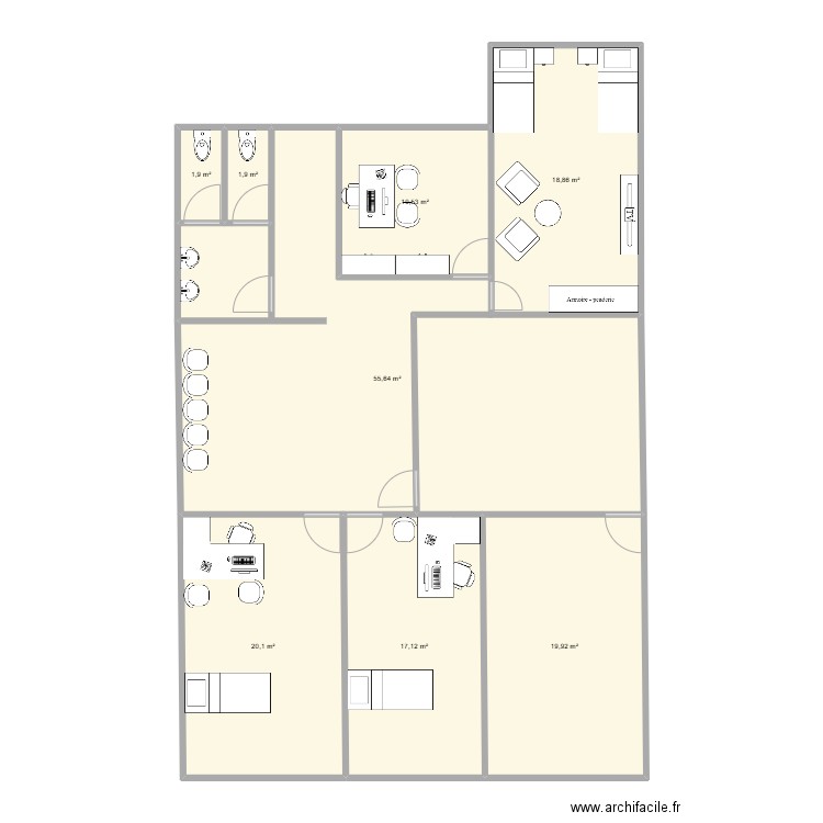 etage1. Plan de 8 pièces et 146 m2