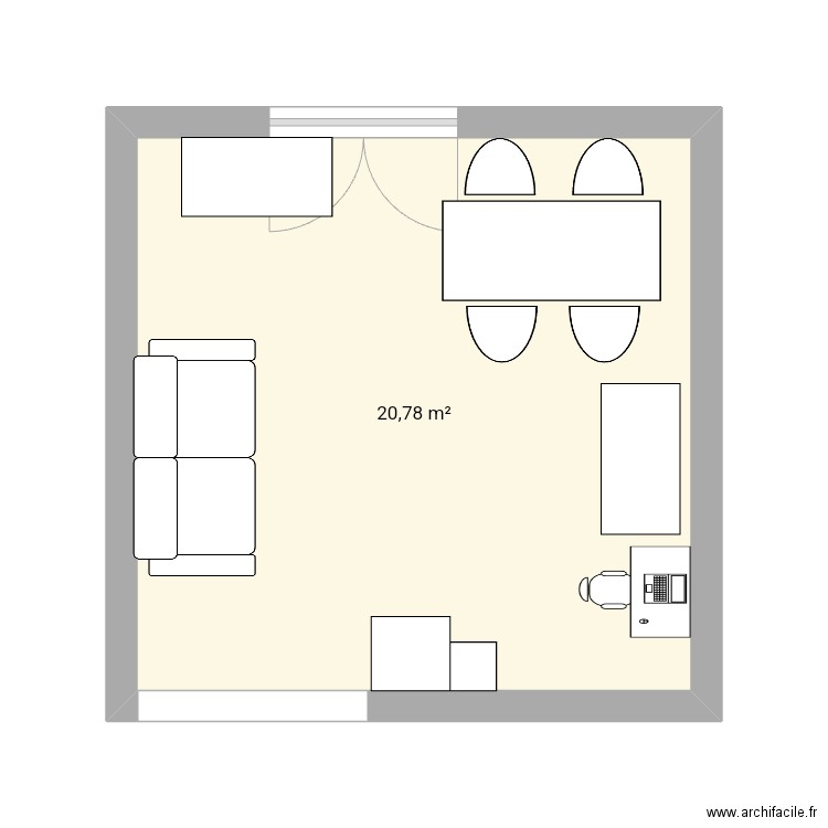 Aménagement Salon 20m2 lortet. Plan de 1 pièce et 21 m2