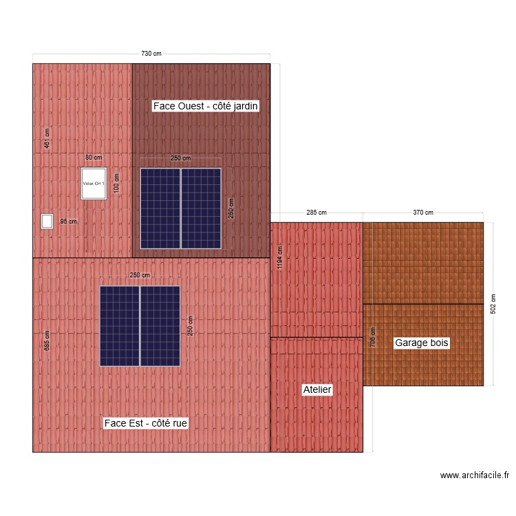 toit. Plan de 0 pièce et 0 m2