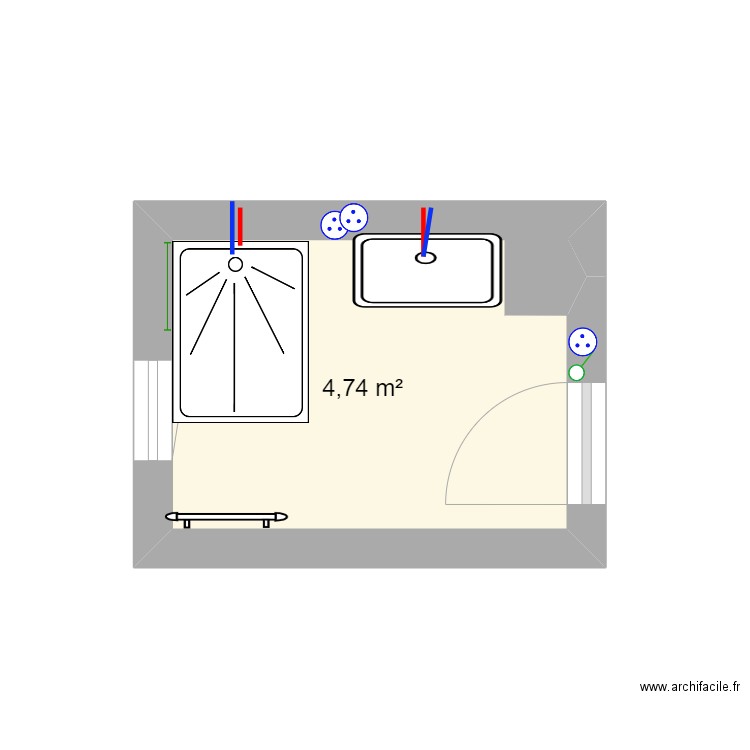 Salle de bain . Plan de 1 pièce et 5 m2