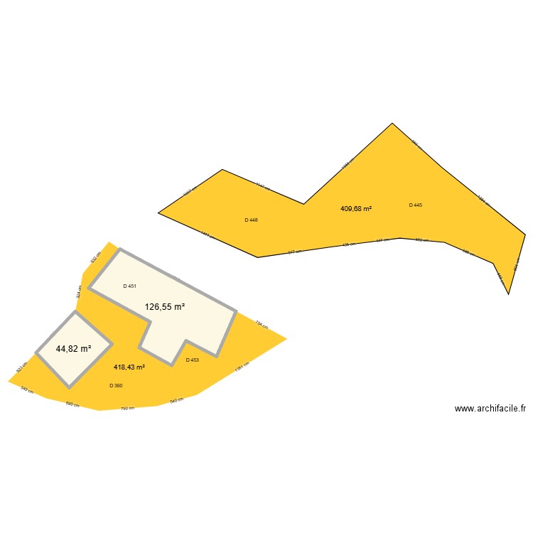 cadastre D. Plan de 2 pièces et 171 m2