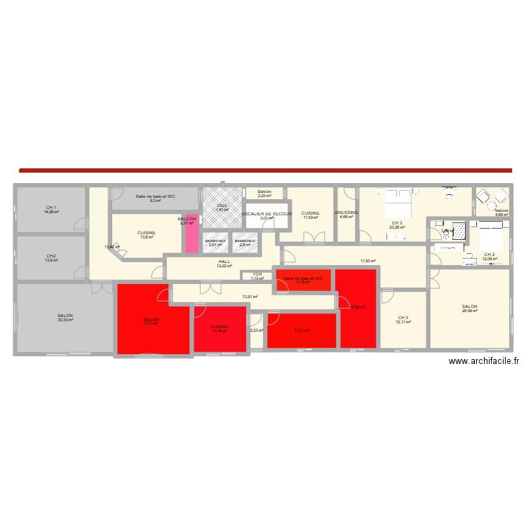 IMMEUBLE ABADA. Plan de 30 pièces et 330 m2