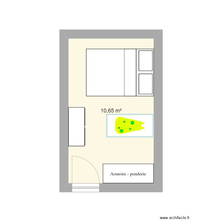 chambre essais 2. Plan de 1 pièce et 11 m2