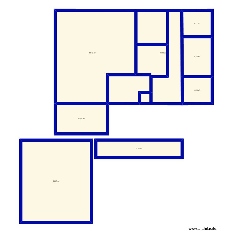 essai.1. Plan de 9 pièces et 195 m2