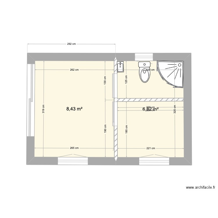 VIalas 2. Plan de 2 pièces et 15 m2