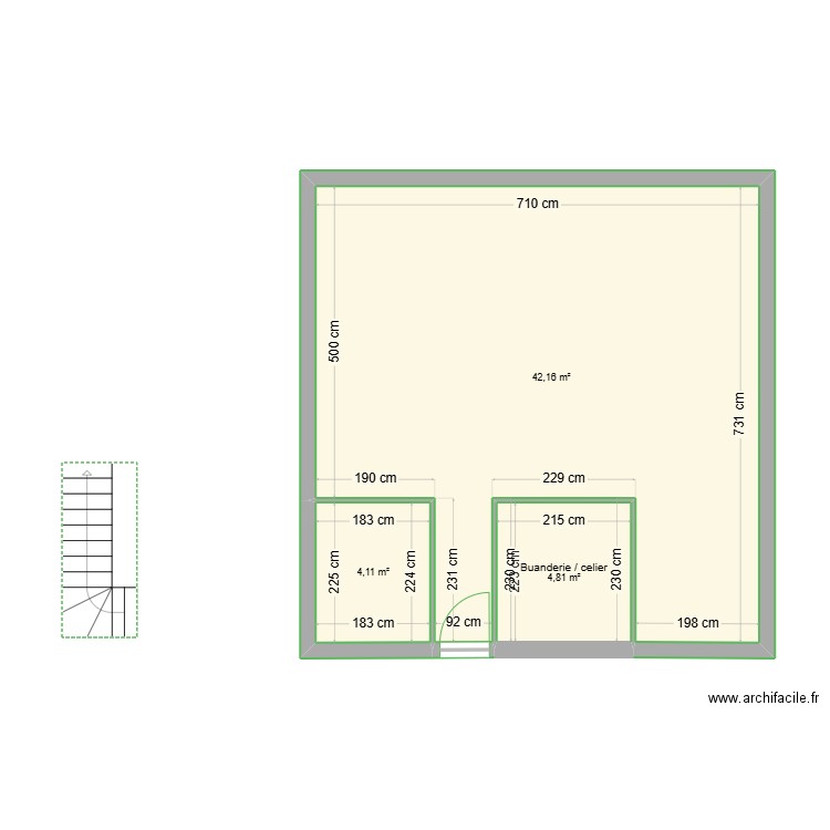 maison. Plan de 3 pièces et 51 m2