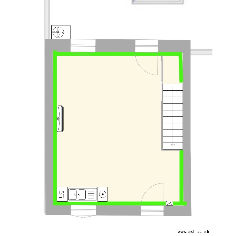 Mélanie RDC aménagé. Plan de 2 pièces et 29 m2