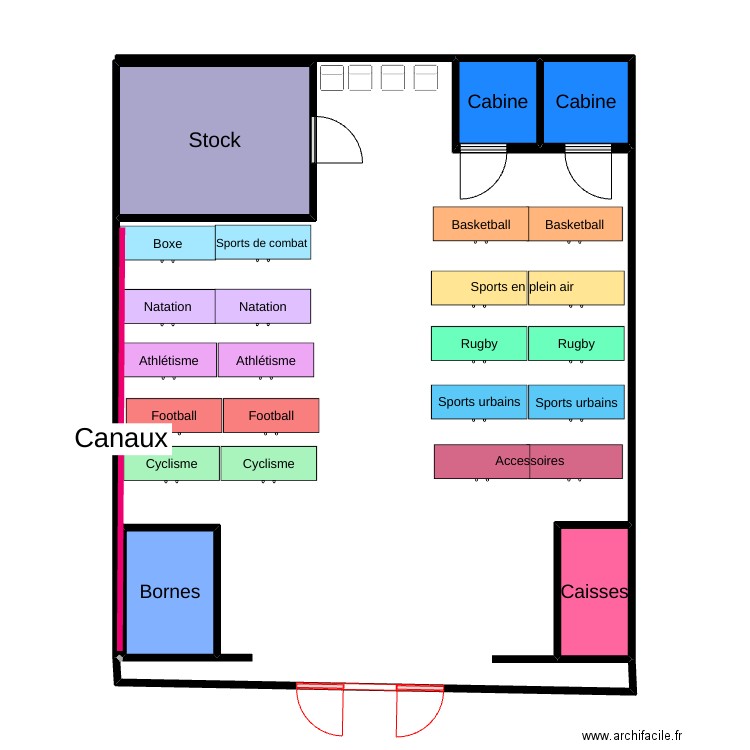 Decathlon Connect. Plan de 5 pièces et 18 m2