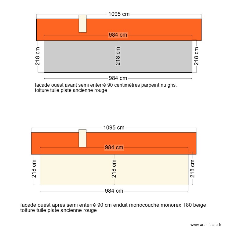 facade ouest avant et apres 12. Plan de 0 pièce et 0 m2