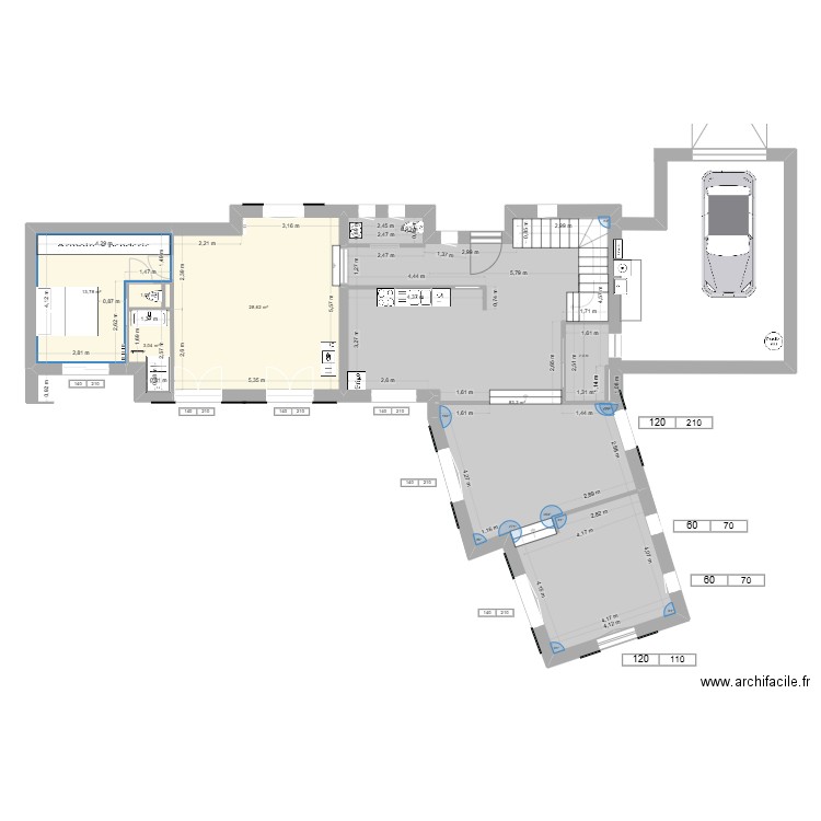 BANDOL RDC Final. Plan de 5 pièces et 130 m2