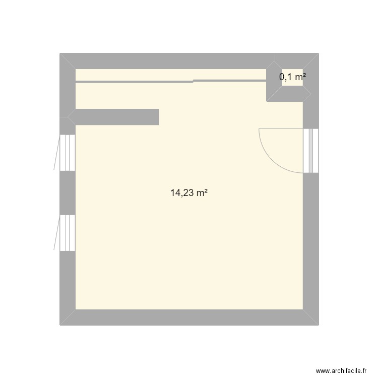 Chambre Rémi. Plan de 2 pièces et 14 m2