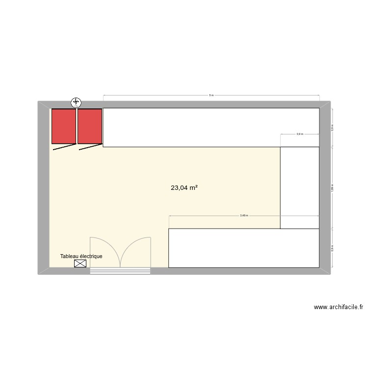 LAB. Plan de 1 pièce et 23 m2