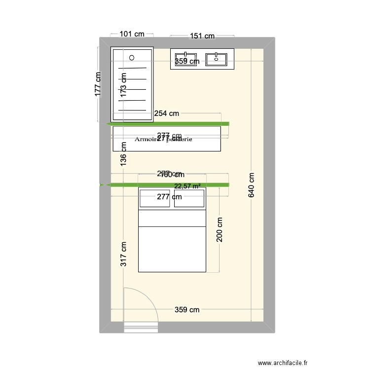 PHILIPPE. Plan de 1 pièce et 23 m2