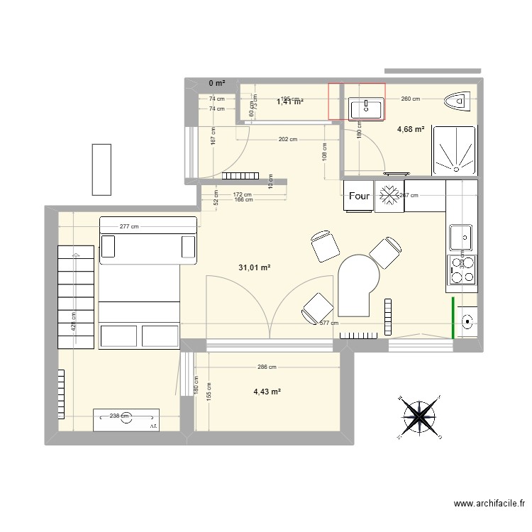 crolles2. Plan de 5 pièces et 42 m2