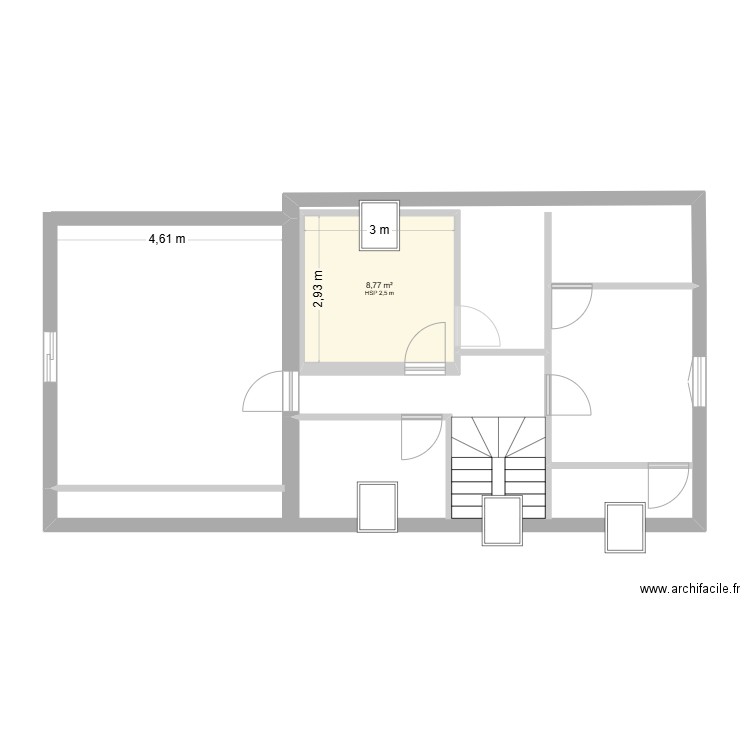 Etage1. Plan de 1 pièce et 9 m2