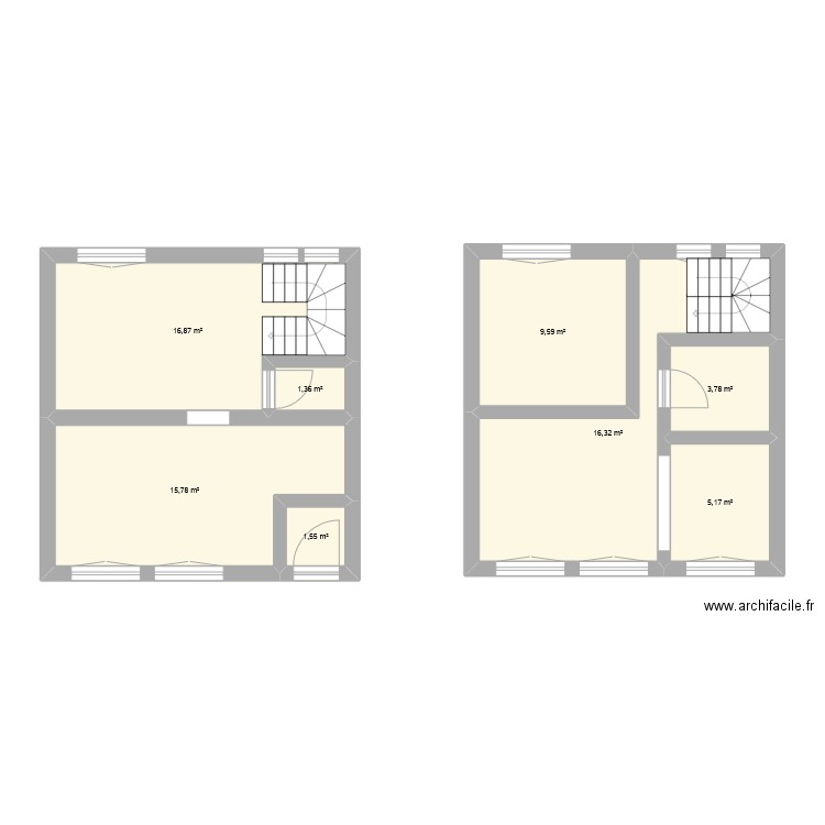 Maison Boën. Plan de 8 pièces et 70 m2