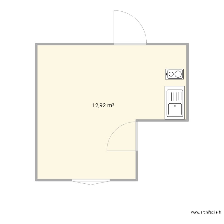 '4 septembre cuisine. Plan de 1 pièce et 13 m2