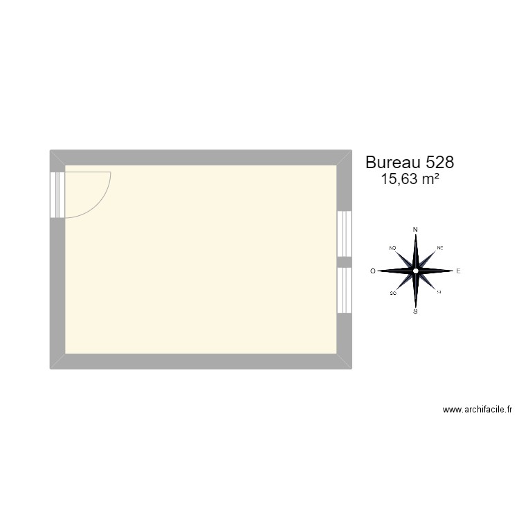 Bureau 528. Plan de 1 pièce et 16 m2