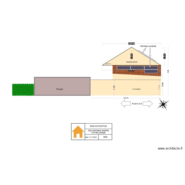 extension garage 5 bis. Plan de 0 pièce et 0 m2