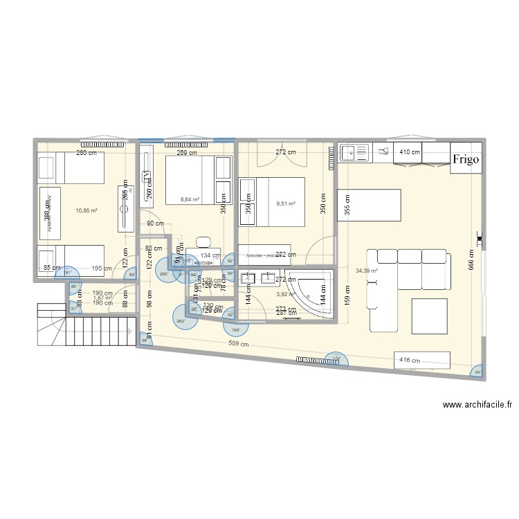 RENO. Plan de 8 pièces et 71 m2