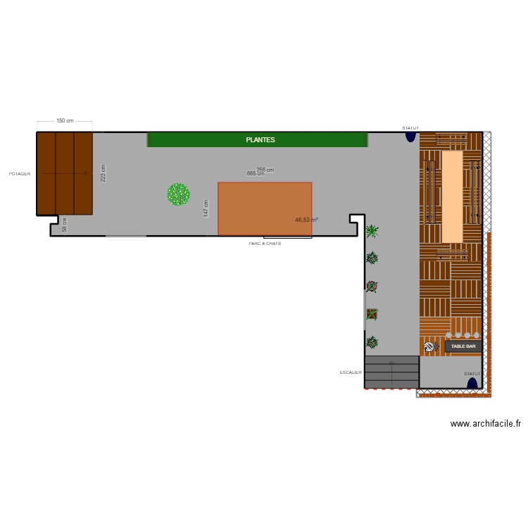 Lauriane Exterieur (duplicata). Plan de 1 pièce et 47 m2
